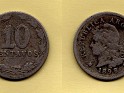 Moneda Nacional - 10 Centavos - Argentina - 1898 - Copper-Nickel - KM# 35 - 19 mm - 0